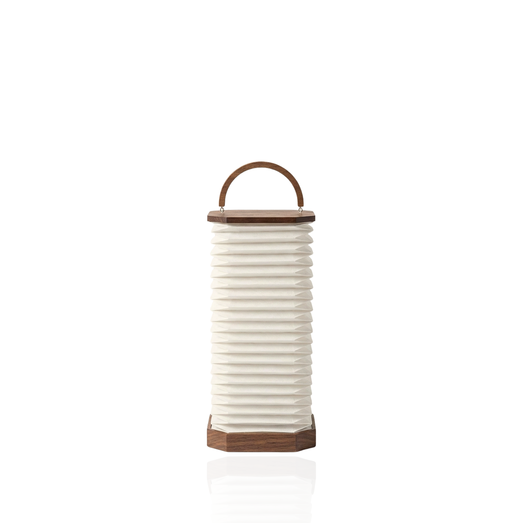 Armonica Table Lamp with a soft glow, featuring a textured design and a handle for easy portability.