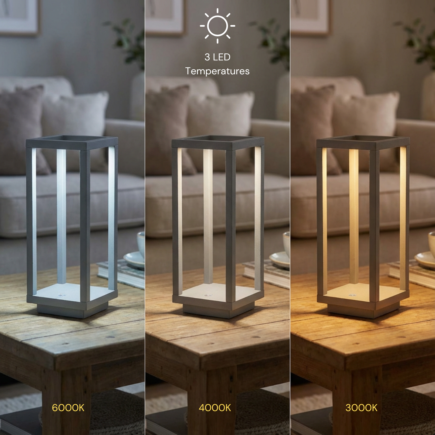 Lucerna Table Lamp in dark grey matte with adjustable brightness and sleek modern design.