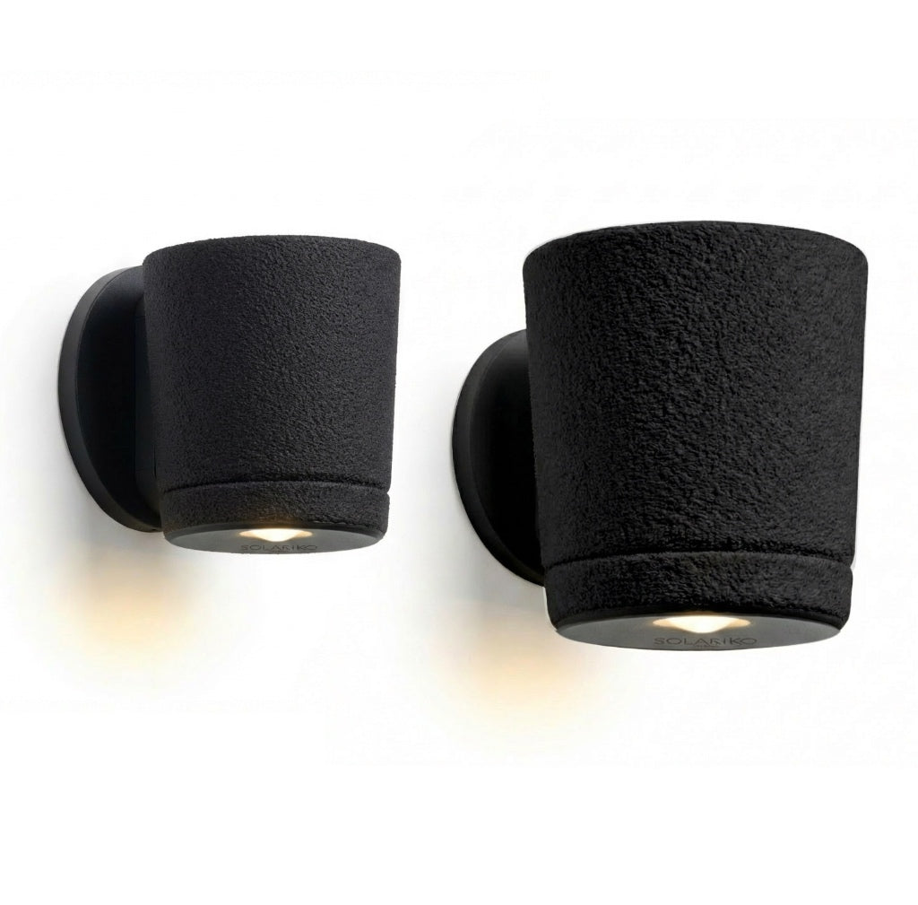 Spotlight Planters Bundle in textured black, includes small and large planters for stylish indoor or outdoor use.