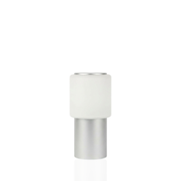 Sole Mio Table Lamp with a silver base and frosted glass shade.