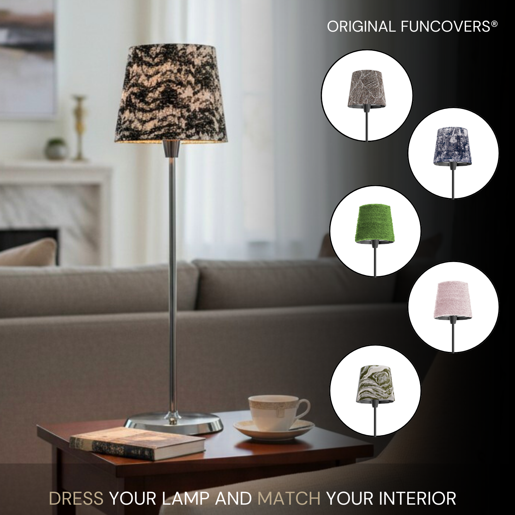 Selene Table Lamp with a stylish design, featuring various colorful shades to match your interior decor.