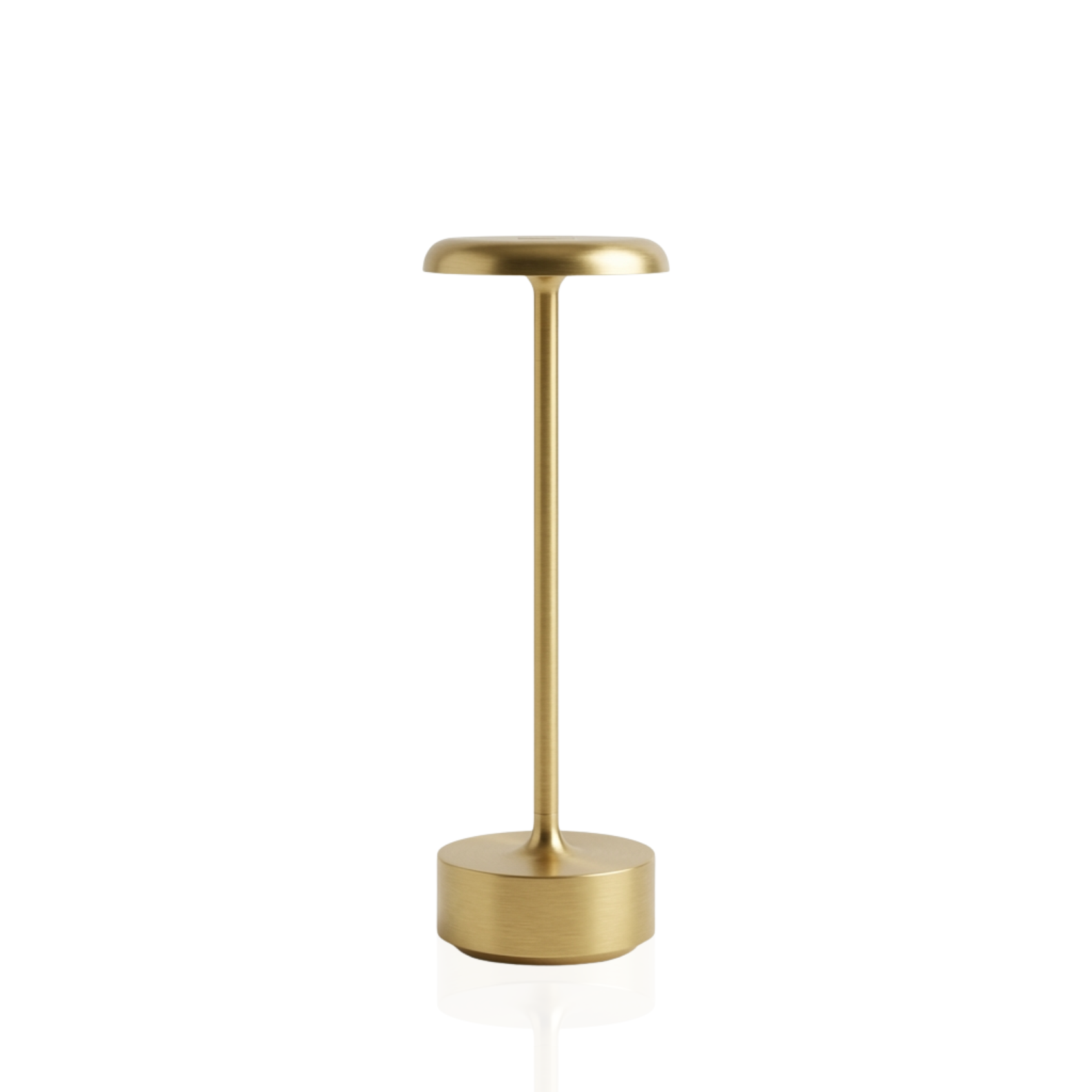 Helia Table Lamp in brushed gold with a sleek, modern design.