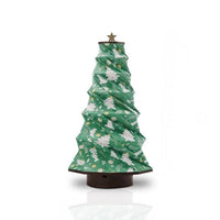 Foldable Tree Lamp in green, features 7 LED colors, cordless and rechargeable, perfect for festive table decor.